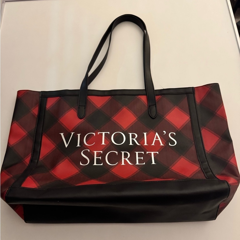 NWT Victoria's Secret Checkered Red and Black Tote